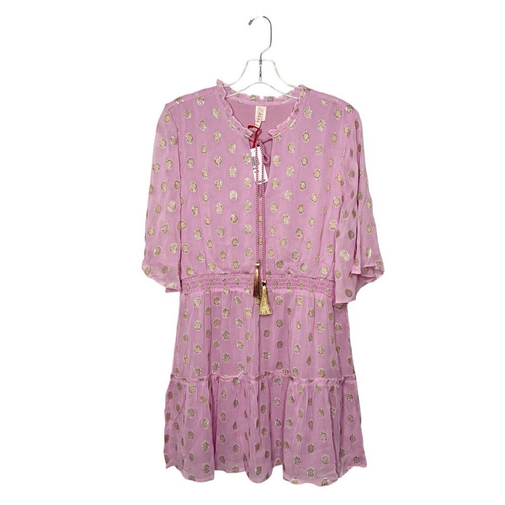 RAGA LILAC GOLD SILVER FLUTTER SLEEVES SRESS SZ L
